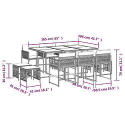 Acheter vidaXL Ensemble à manger de jardin 11 pcs coussins noir résine tressée