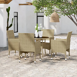 vidaXL Ensemble à manger de jardin 5 pcs Résine tressée Beige