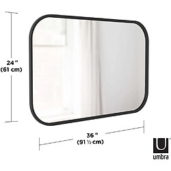 Avis Umbra Miroir rectangulaire rebord caoutchouc 61 x 91 cm Hub noir.