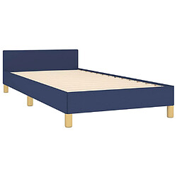 Avis vidaXL Cadre de lit avec tête de lit sans matelas bleu 80x200 cm tissu