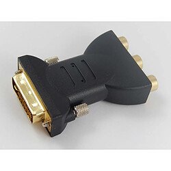 vhbw Adaptateur DVI vers RCA cinch pour connexion de systèmes DVI à des appareils RCA - Convertisseur vidéo composite 3RCA, noir