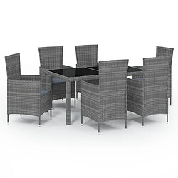 Maison Chic Salon de jardin 7 pcs + coussins - Mobilier/Meubles de jardin - Table et chaises d'extérieur Résine tressée Gris -MN27751