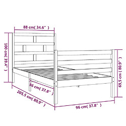 vidaXL Cadre de lit sans matelas blanc bois massif 90x200 cm pas cher