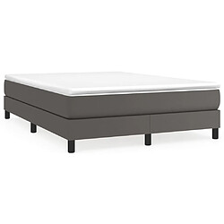 vidaXL Sommier à lattes de lit avec matelas Gris 140x200 cm Similicuir