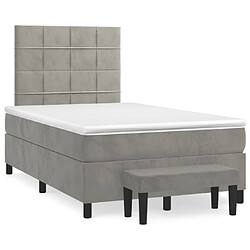 vidaXL Sommier à lattes de lit et matelas Gris clair 120x200cm Velours