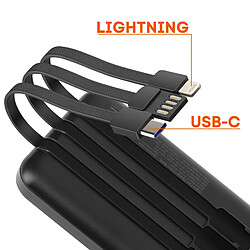 LinQ Batterie Externe 10000mAh + Câbles Lightning - USB C et USB Noir pas cher