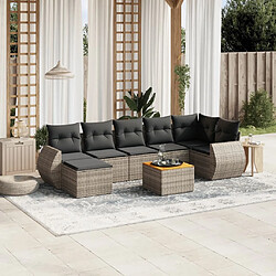 Maison Chic Salon de jardin 8 pcs avec coussins | Ensemble de Table et chaises | Mobilier d'Extérieur gris résine tressée -GKD92263