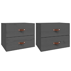 Maison Chic Lot de 2 Tables de Chevet murales - Tables de Nuit Gris 50x36x40 cm