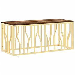 Maison Chic Tabls basse,Table Console pour salon doré acier inoxydable et bois massif récupération -MN36126