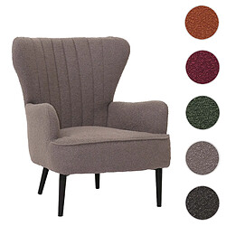 Mendler Lounge-Sessel HWC-K37, Cocktail-/Ohrensessel Polsterstuhl Retro Vintage Stoff Bouclé (600g/m²) Öko-Tex ~ hellgrau