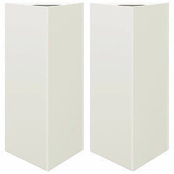 vidaXL Jardinières 2 pcs blanc triangulaire 40x34,5x70 cm acier