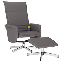 vidaXL Fauteuil inclinable de massage avec repose-pied gris similicuir