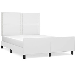 Maison Chic Cadre/structure de lit avec tête de lit pour adulte - Lit Moderne Chambre Blanc 140x190 cm Similicuir -MN52522