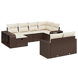 vidaXL Salon de jardin 10 pcs avec coussins marron résine tressée