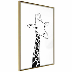 Paris Prix Affiche Murale Encadrée Black and White Giraffe 40 x 60 cm Or