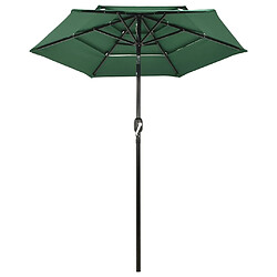 ComfortXL Parasol à 3 Niveaux Avec Mât En Aluminium Vert 2 M