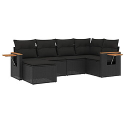 Maison Chic Salon de jardin 6 pcs avec coussins | Ensemble de Table et chaises | Mobilier d'Extérieur noir résine tressée -GKD94894