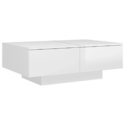 Maison Chic Table basse,Table Console Table d'appoint, Table pour salon Blanc brillant 90x60x31 cm Aggloméré -MN37734