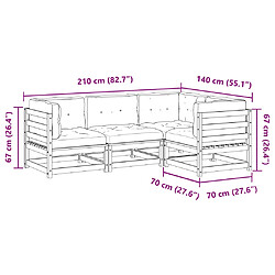 vidaXL Salon de jardin 4 pcs avec coussins bois de pin imprégné pas cher