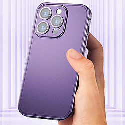 Coque avec cadre en alliage d'aluminium cadre anti-chute, mat, boucle à pression pour votre iPhone 14 Pro Max - violet