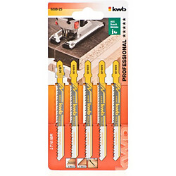 5 Lames de scies sauteuses, pour le travail du bois, DOWN CUT, acier au carbone HCS Queue à simple accroche, paquet PRO KWB