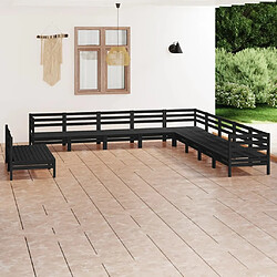 Maison Chic Salon de jardin 11 pcs - Table et chaises d'extérieur - Mobilier/Meubles de jardin Moderne Bois de pin massif Noir -MN99979