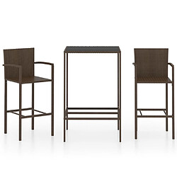 Maison Chic Table de bar et chaises d'extérieur 3 pcs,Ensemble de bar de jardin pour relax Résine tressée Marron -GKD318701