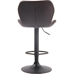 Decoshop26 Tabouret de bar x1 avec coutures décoratives en forme de losanges en PVC marron et métal noir 10_0004651 pas cher