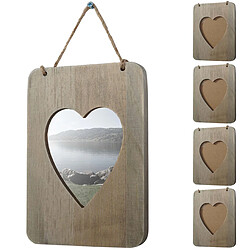 Mendler 5x cadre photo Wels, cadre en bois, style shabby, style cottage, coeur