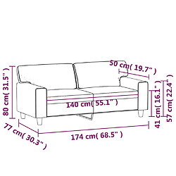 vidaXL Canapé à 2 places Gris 140 cm Similicuir pas cher