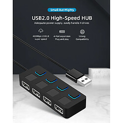 Avis Hub de données USB 2.0 à 4 ports avec interrupteurs d'alimentation individuels éclairés par LED [charge non prise en charge] pour Mac et PC (HB-UMLS)