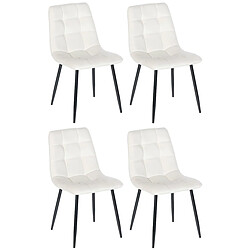 Decoshop26 Lot de 4 chaises de salle à manger style moderne et confortable en tissu velours blanc crème et métal noir 10_0001791