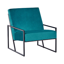 Beliani Fauteuil DELARY Velours Bleu paon 