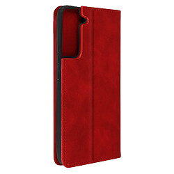 Avizar Etui Folio Samsung Galaxy S22 Plus Porte Carte Simili Cuir Daim rouge