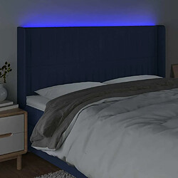 Avis Maison Chic Tête de lit moderne à LED lumineuse pour chambre - Décoration de lit Bleu 203x16x118/128 cm Tissu -MN32907