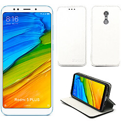 Xeptio Etui Luxe Xiaomi Redmi 5 Plus blanc Slim Style Cuir avec Stand Smartphone 2018 - Housse Coque Anti Choc de Protection Redmi 5+ - Accessoires Pochette Case …