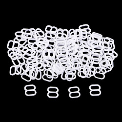 100Pcs 6mm Nylon Adjustment 8 Crochet Soutien-Gorge Slider Boucle Bikini Attaches Blanc