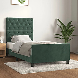 Maison Chic Lit adulte - Cadre Structure de lit avec tête de lit Contemporain Vert foncé 80x200 cm Velours -MN71069