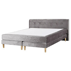 Beliani Lit boxspring en velours gris 160 x 200 cm MARQUISE