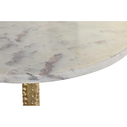 Pegane Table d'appoint ronde en marbre et aluminium coloris blanc doré - diamètre 40 x hauteur 61 cm