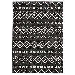 Thedecofactory VENISE - Tapis toucher laineux imprimé motifs ethniques noir 133x190