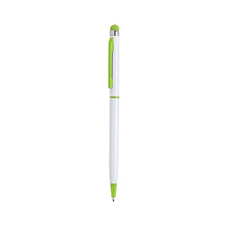 Totalcadeau Stylo bleu en aluminium à mécanisme bouton avec stylet tactile Couleur - Bleu pas cher