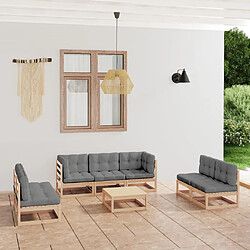 vidaXL Salon de jardin 8 pcs avec coussins Bois de pin massif