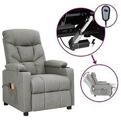 vidaXL Fauteuil électrique de massage Gris clair Tissu 