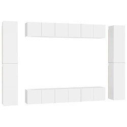 vidaXL Ensemble de meubles TV 10 pcs Blanc Bois d'ingénierie