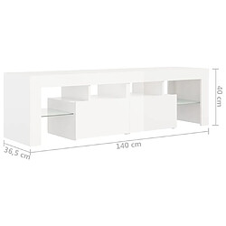 vidaXL Meuble TV avec lumières LED Blanc brillant 140x36,5x40 cm pas cher