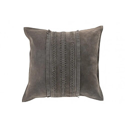 Dansmamaison Coussin Bord Carre Cuir Gris