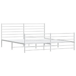 Maison Chic Lit adulte - Lit simple Cadre de lit métal avec tête de lit/pied de lit,Structure du lit Contemporain pour chambre blanc 180x200cm -MN55524 pas cher