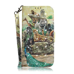 Wewoo Coque Fashion Étui en cuir à rabat avec dessin couleur 3D porte-cartes et fentes pour cartes et portefeuille Redmi Note 7 Zoo