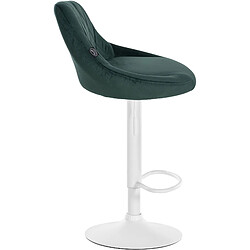 Avis Decoshop26 Tabouret de bar en velours vert coutures décoratives pivotant support métal blanc TDB10662